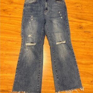 Risen Jeans Classic Distressed Wide Leg Jeans